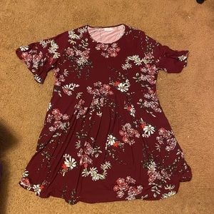 Maroon 3/4 length sleeve dress 26